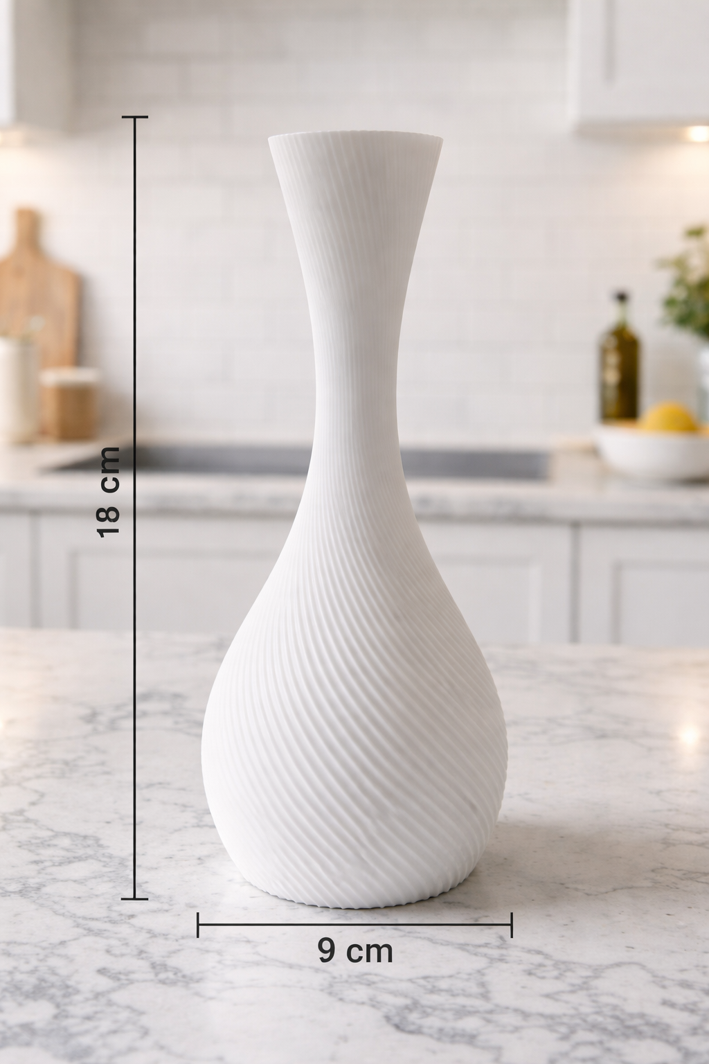 Faber Lux Ribbed Flower White Vase - 17cm Tall view 2